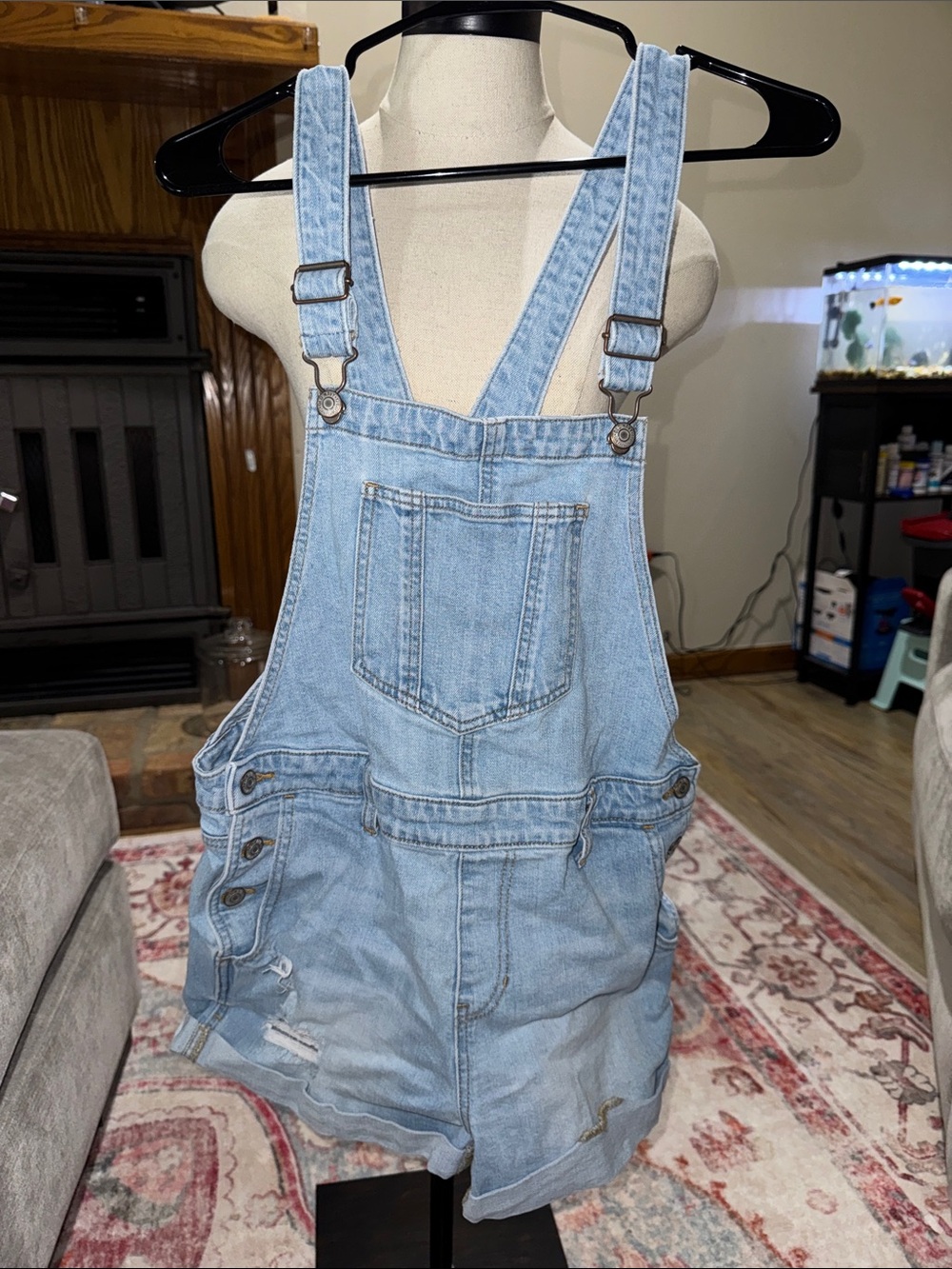 Old Navy Light Blue Denim Short Overalls